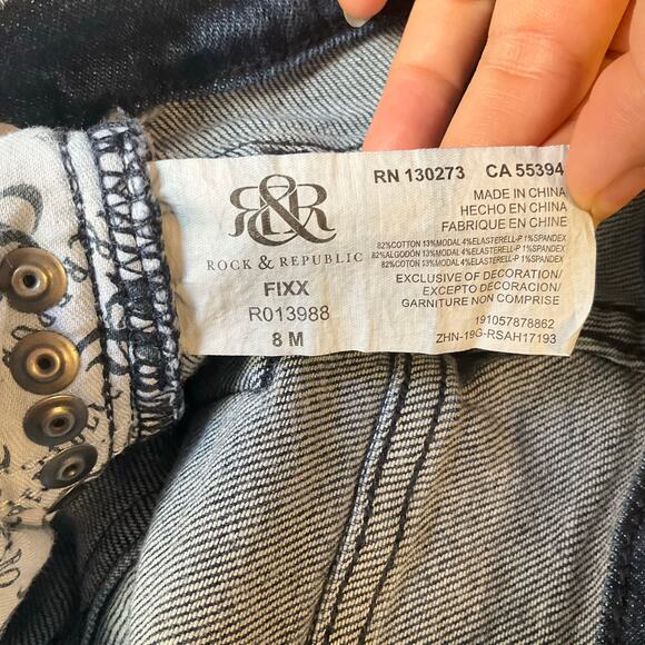 Rock & Republic Women Fixx Skinny Jeans size 8 M Blue Mid Rise Stretch Slimming - Picture 9 of 11